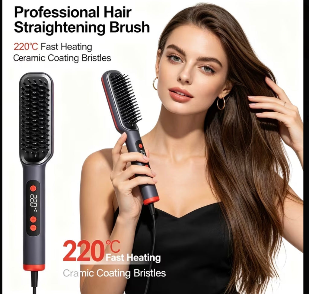 Brosse Lissante Chauffante Professionnelle 220°C – Chauffe Rapide & Revêtement Céramique