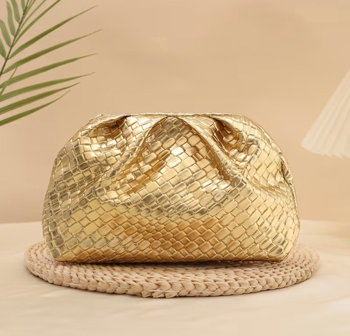 Pochette Tressée Dorée Effet Pouch⁠