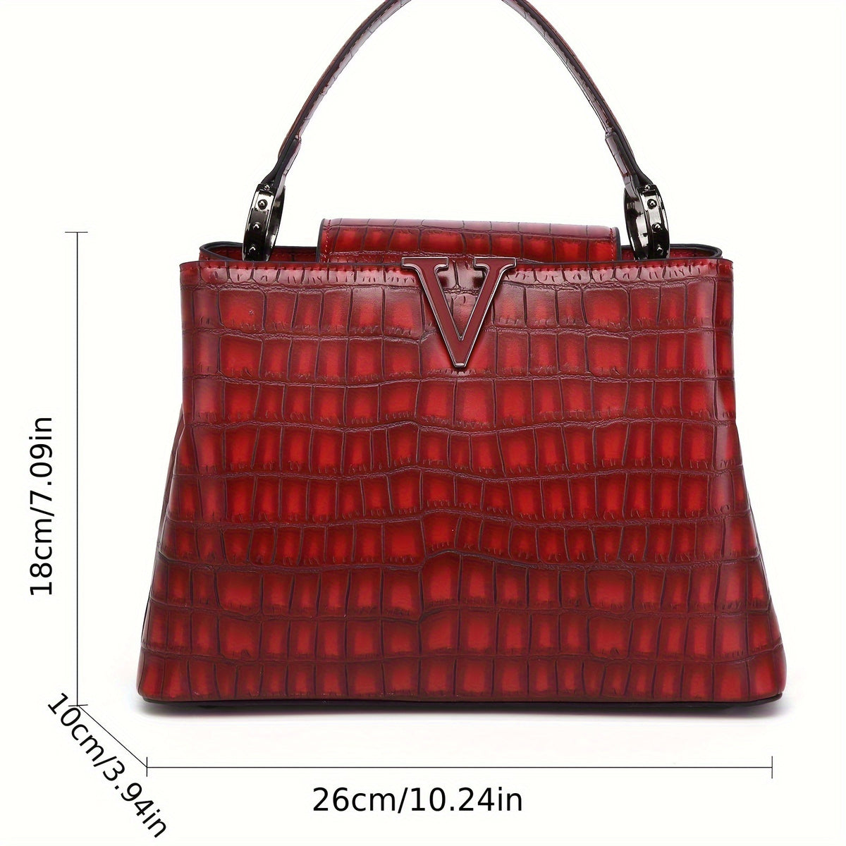 New Shiny Leather Stone Pattern Three-Dimensional Trendy Handbag Fashion Single Shoulder Crossbody Bag V-Shaped Factory Direct Sale