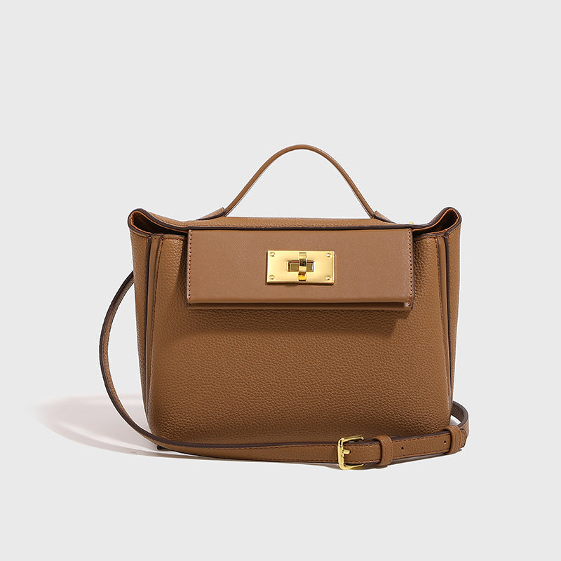 Women's Bags 2026 High-End Crossbody Style Light Luxury Soft Leather Kelly Bag Handbag Shoulder Bag Crossbody Backpack with Lock Buckle
