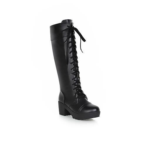 Lolita Princess Boots White Punk Women's Boots Retro Dress Boots 2025 Autumn and Winter Lace-Up High Boots