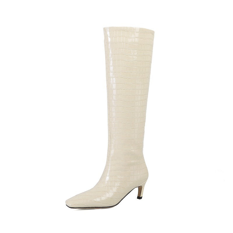 High boots 2023 autumn new women's boots square toe European and American fashion boots retro Knight boots non-over-the-knee boots