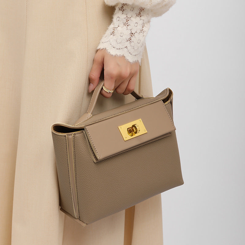 Women's Bags 2026 High-End Crossbody Style Light Luxury Soft Leather Kelly Bag Handbag Shoulder Bag Crossbody Backpack with Lock Buckle