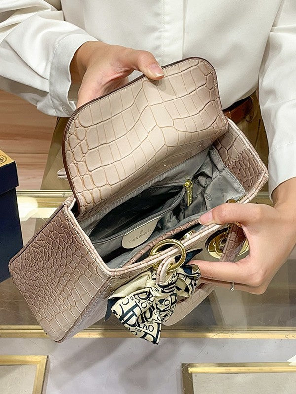 Cross-Border Export New Style Princess Diana Bag, High-End Women's Bag, Himalayan White Princess Diana Bag, Accessible Luxury Crocodile Pattern Handbag