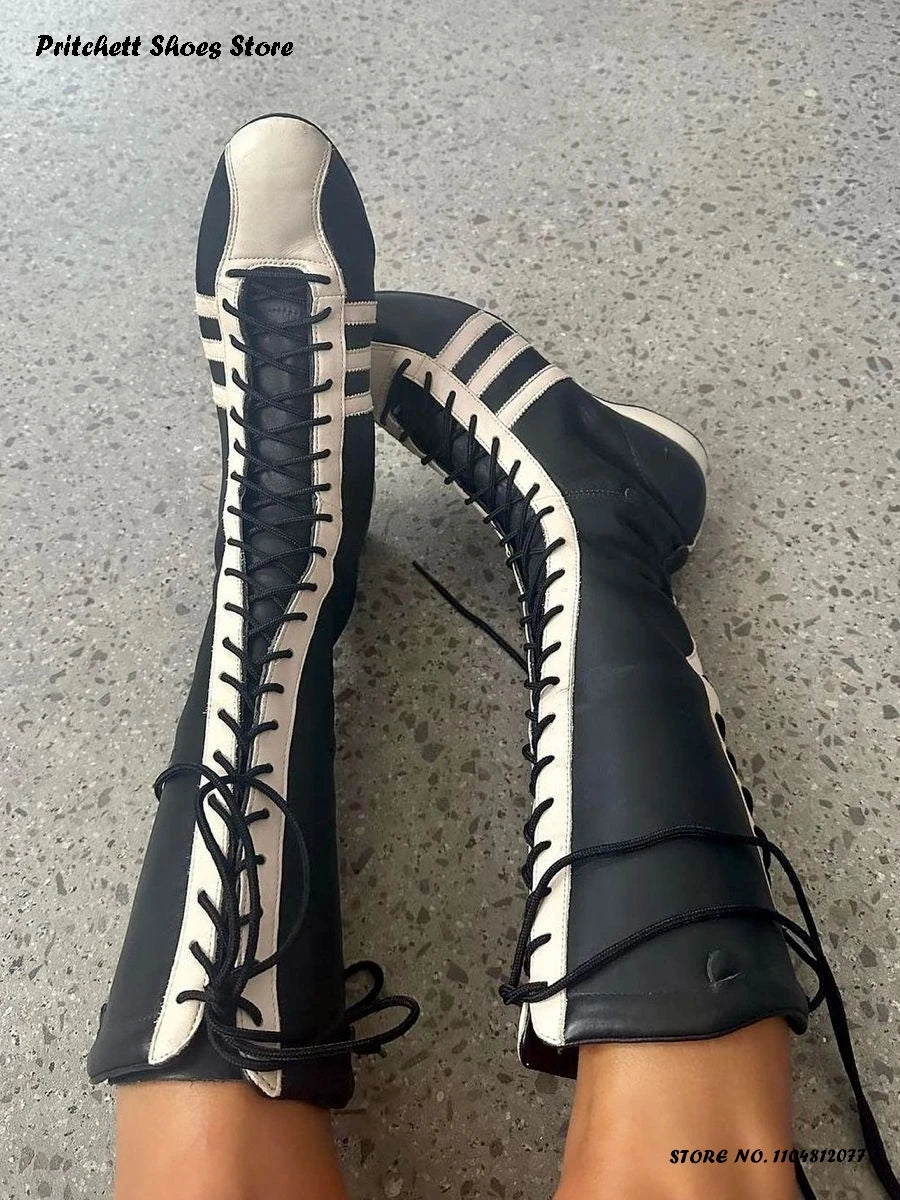 Women's Sports Style Knee-high Boots Street Style Round Toe Flat with