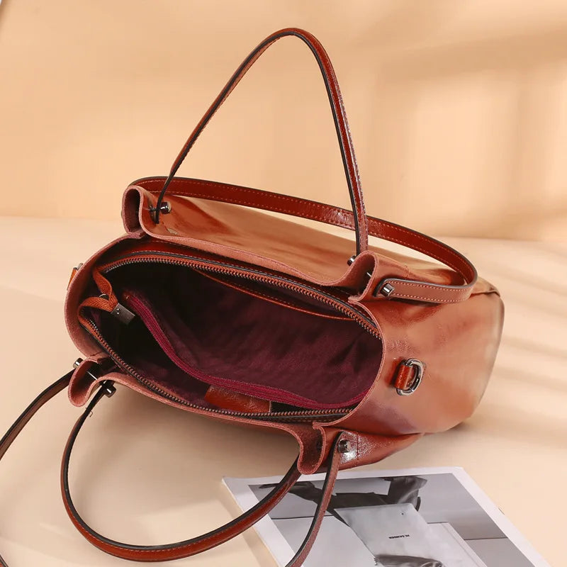 New leather women's bag, large capacity TOTE, fashionable and versatile, single shoulder crossbody handbag, large bag