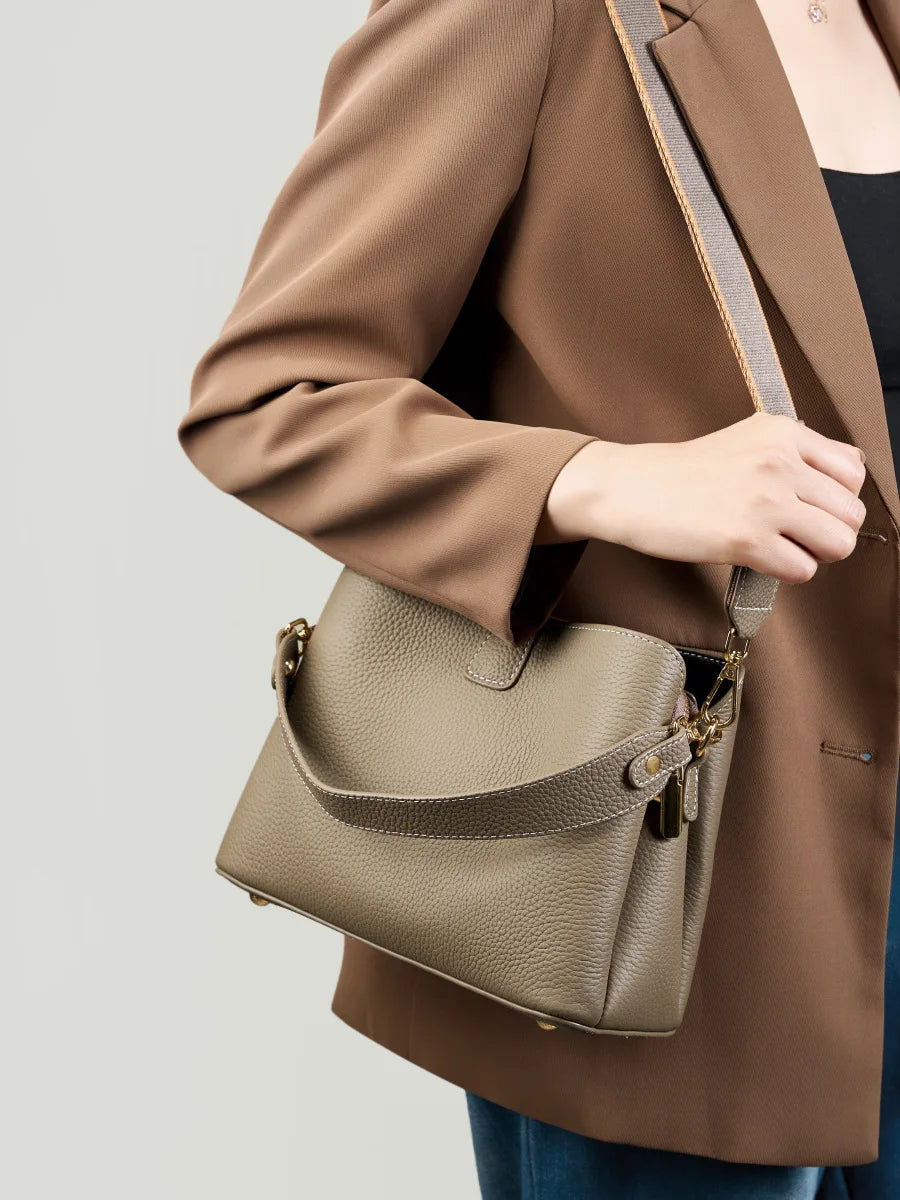 YANATARI Genuine Leather Woman Bag Shoulder Bag Handbags Crossbody Bag Luxury Designer Minimalism Bag Cattle Leather Grey