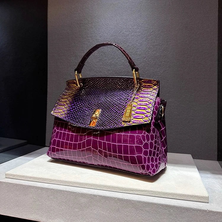 High-quality Cowhide 2025 New Style Fashionable Snake Pattern Handbag Shoulder Crossbody Bags for Women Sac À Main Femme