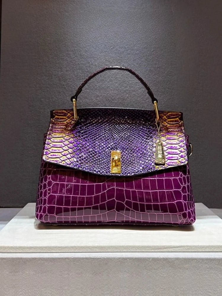 High-quality Cowhide 2025 New Style Fashionable Snake Pattern Handbag Shoulder Crossbody Bags for Women Sac À Main Femme