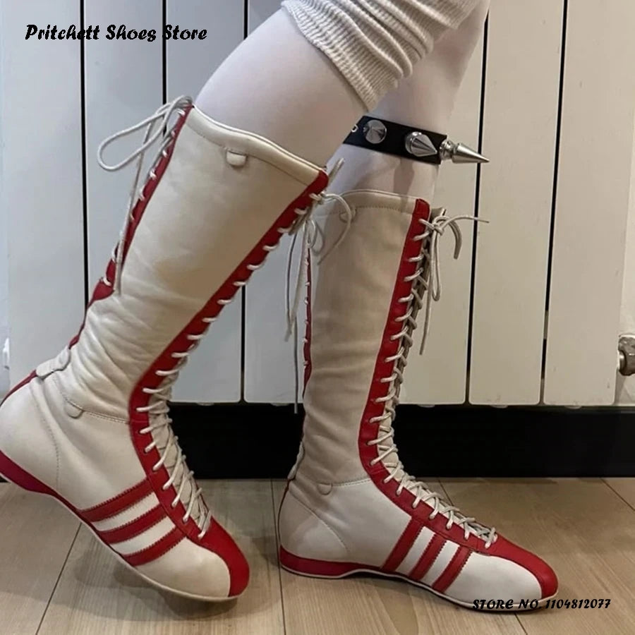 Women's Sports Style Knee-high Boots Street Style Round Toe Flat with