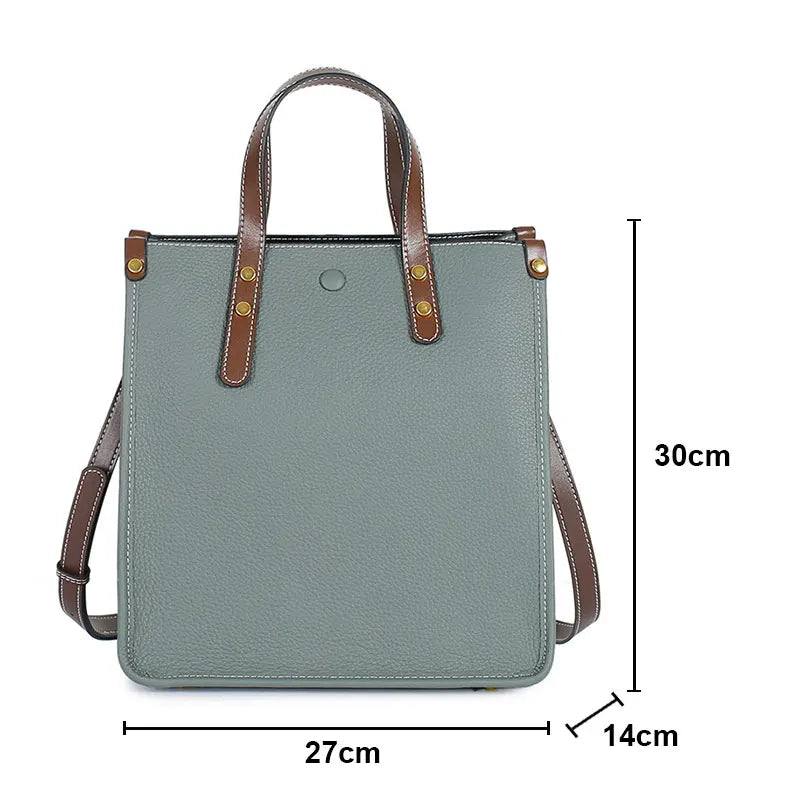Genuine Leather Women's Bag 2024 New Large Capacity Women Shoulder Bags High Quality Cowhide Rectangle Female Handbags 9020