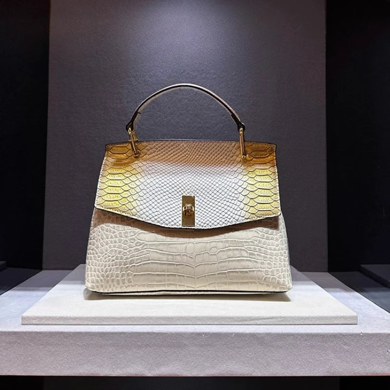 High-quality Cowhide 2025 New Style Fashionable Snake Pattern Handbag Shoulder Crossbody Bags for Women Sac À Main Femme
