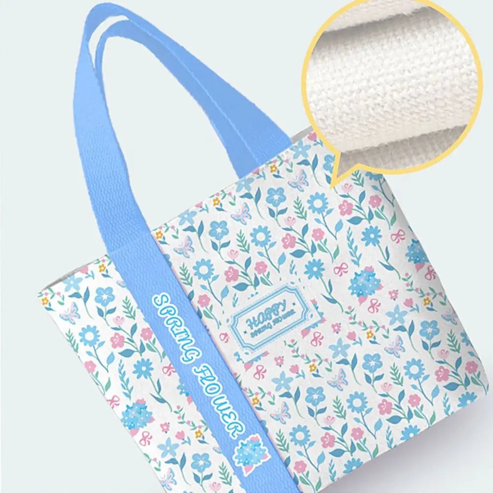 Portable Floral Canvas Tote Bag Large Capacity Reusable Commute Handbag Lightweight Shopping Bag For Work