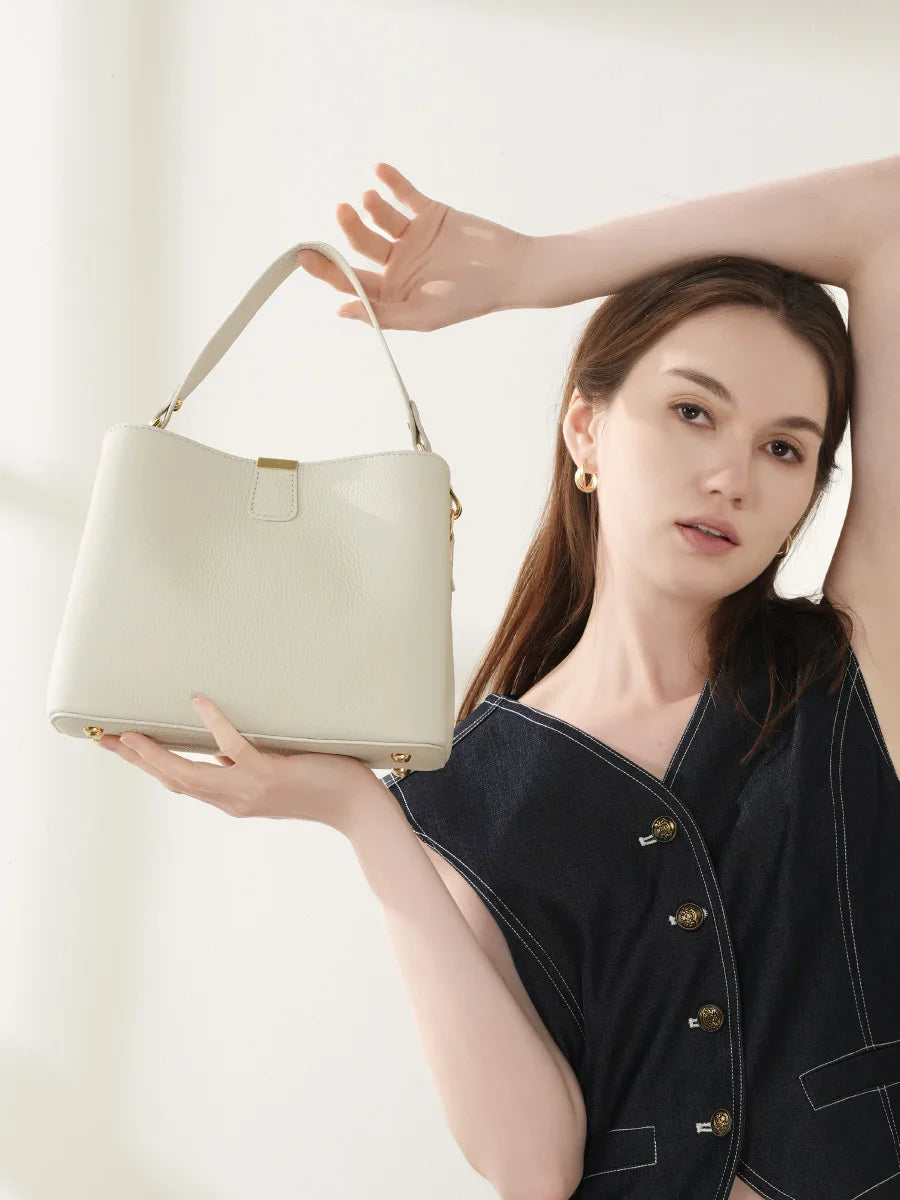 YANATARI Genuine Leather Woman Bag Shoulder Bag Handbags Crossbody Bag Luxury Designer Minimalism Bag Cattle Leather Grey