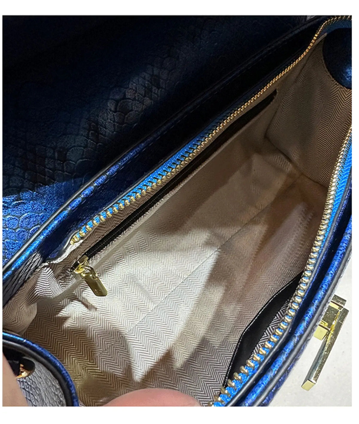 Real Leather Bright Face Snake Stitching Design Handbag Shoulder Bags for Women Sac À Main Femme