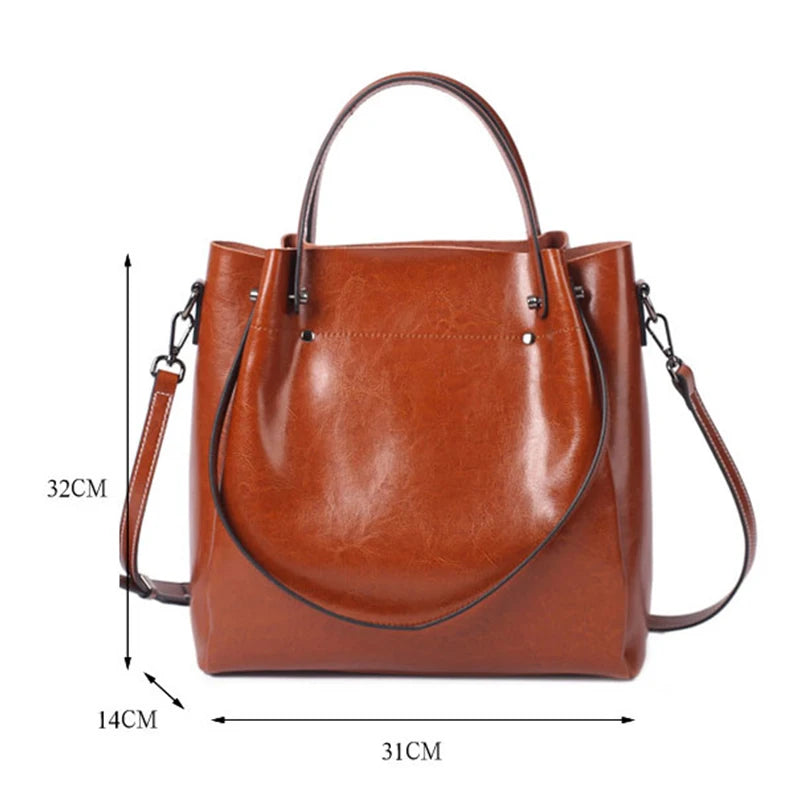 New leather women's bag, large capacity TOTE, fashionable and versatile, single shoulder crossbody handbag, large bag