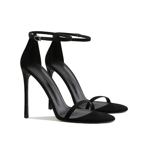 Yuejinlong Sexy Black Ankle Strap High Heels Open Toe Stiletto Sandals
