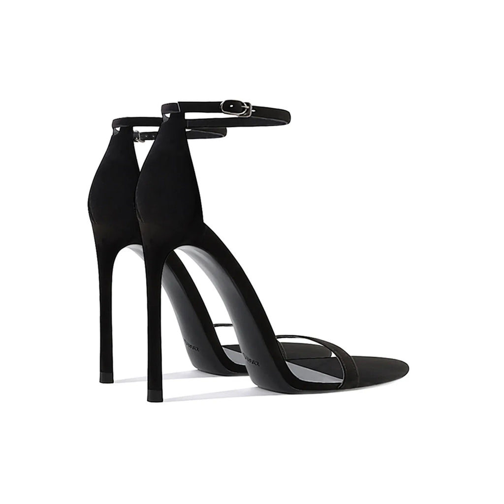 Yuejinlong Sexy Black Ankle Strap High Heels Open Toe Stiletto Sandals